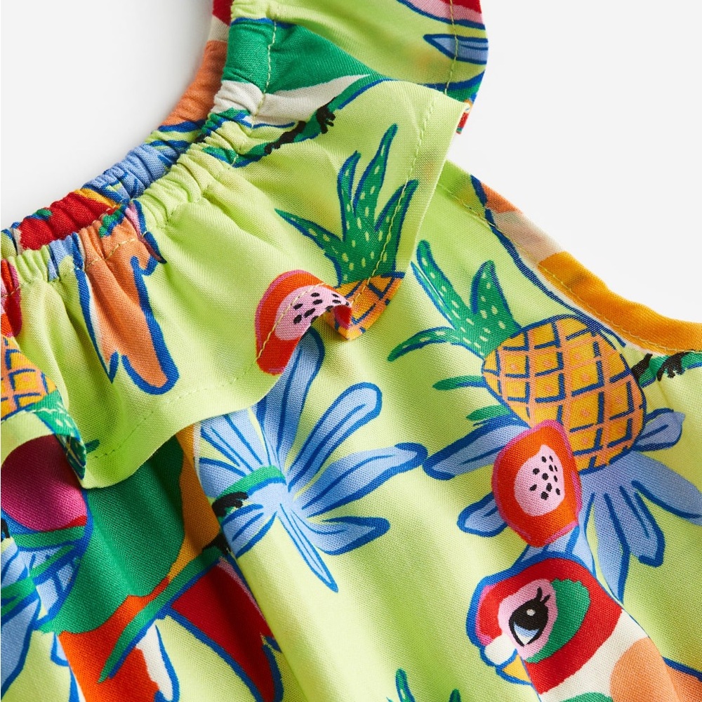 H&M Multicolor Parrots Pineapple Tropical Print Romper Kids 6 - Picture 3 of 7
